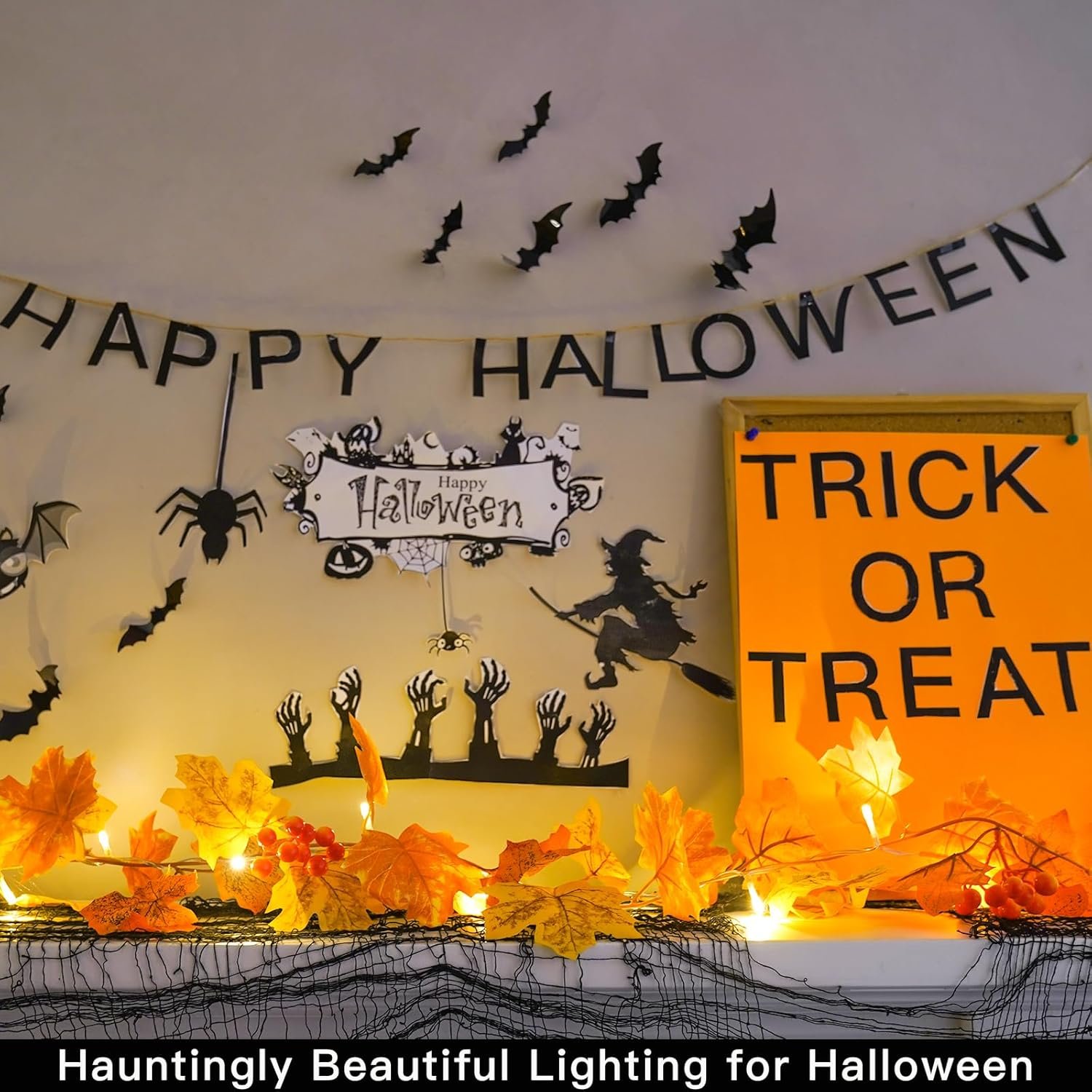 TSINYE Garland Maple Leaf Creepe Solar Battery Operated LED Fairy String Lights Decorative for Christmas Party Indoor