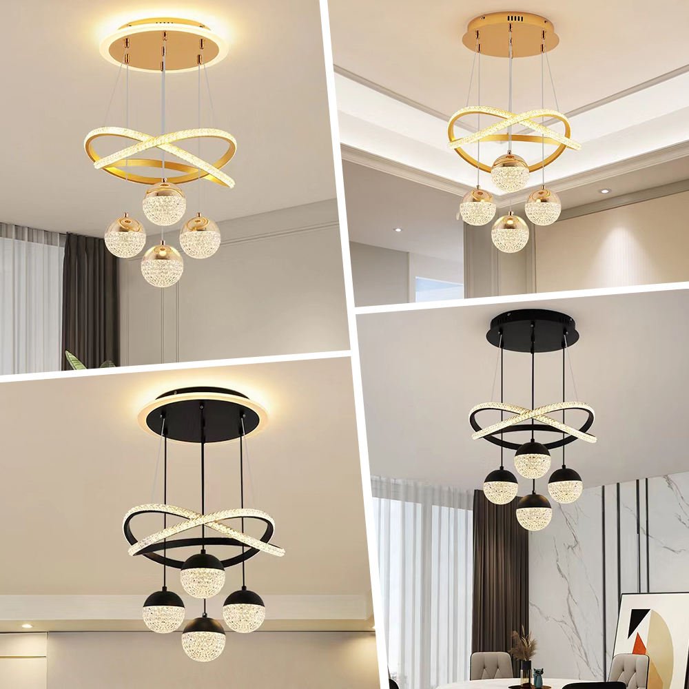 Modern Crystal Chandeliers Dining Room Pendant Hanging Ceiling Light Circle Modern Led Chandeliers