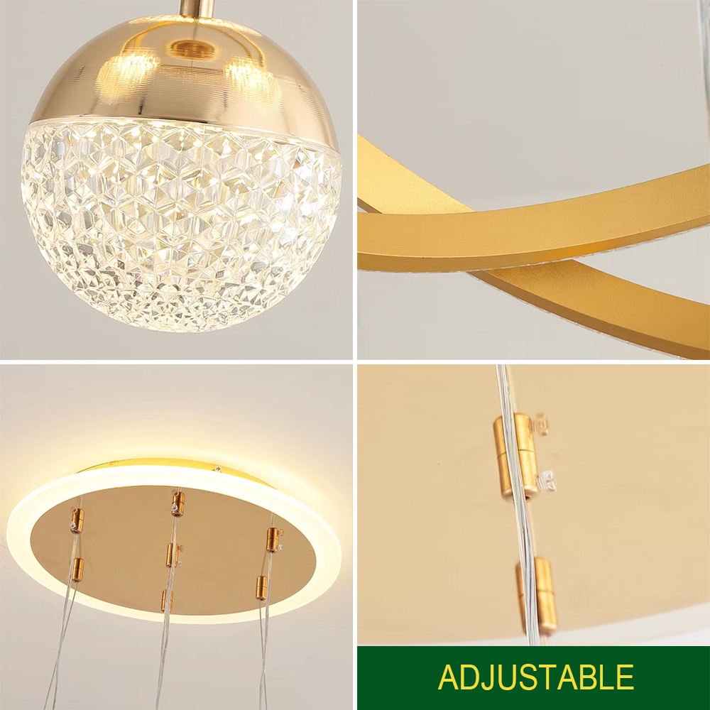 Modern Crystal Chandeliers Dining Room Pendant Hanging Ceiling Light Circle Modern Led Chandeliers