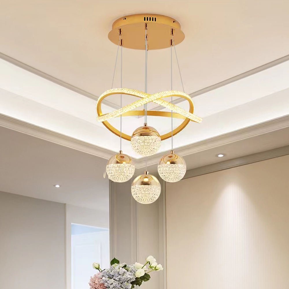 Modern Crystal Chandeliers Dining Room Pendant Hanging Ceiling Light Circle Modern Led Chandeliers