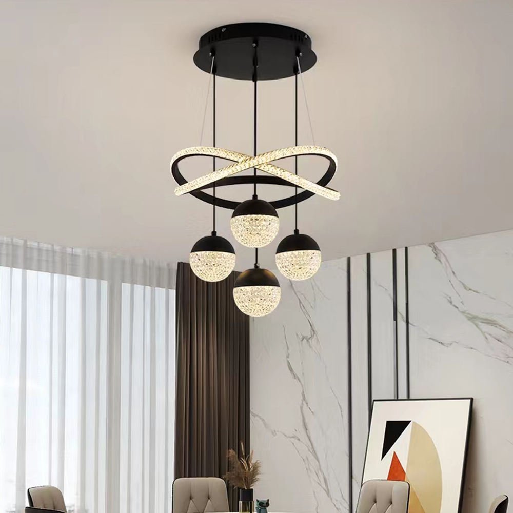 Modern Crystal Chandeliers Dining Room Pendant Hanging Ceiling Light Circle Modern Led Chandeliers