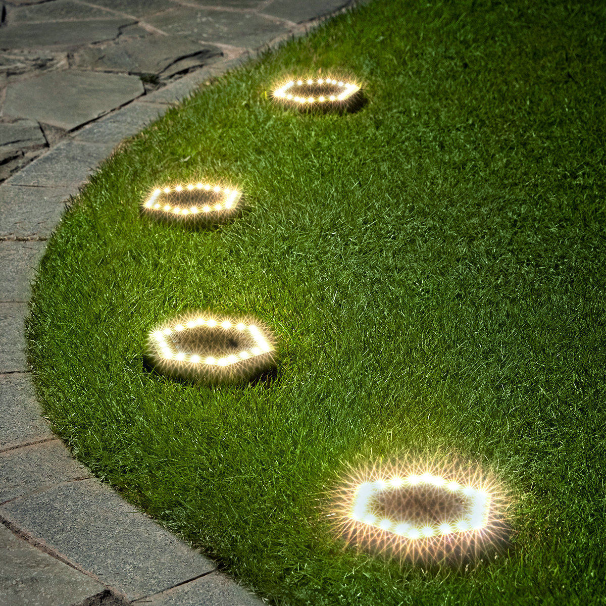 High Lumens Solar Hexagonal Stake Light Solar Ground Floor Lamp Led Landscape Path Solar Garden Light Decor Driveway Step Lawn