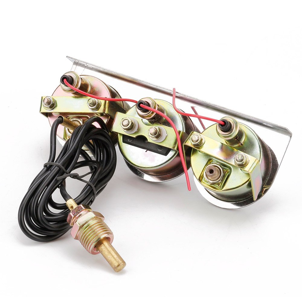 3in1 12V Car Meter Oil Pressure Water Temperature and Current Triple Combination Meter Auto Modified Mechanical Gauge