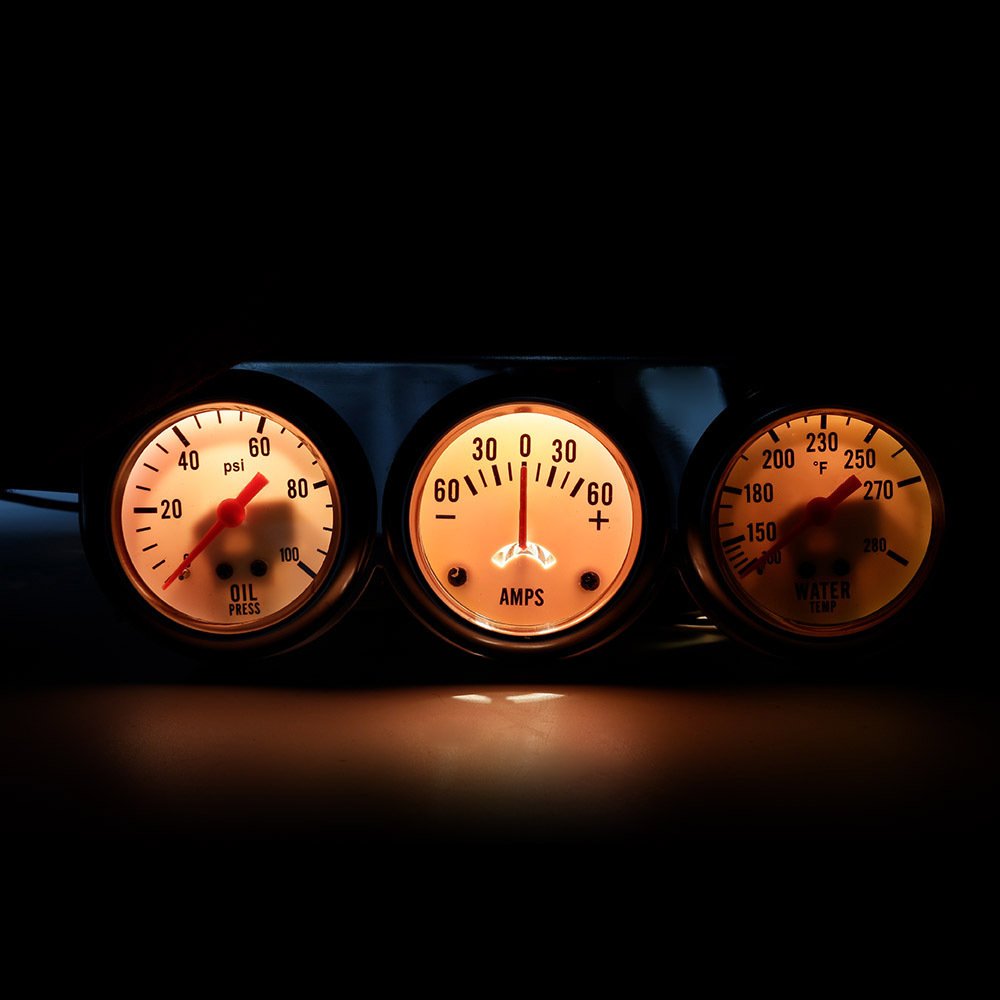 3in1 12V Car Meter Oil Pressure Water Temperature and Current Triple Combination Meter Auto Modified Mechanical Gauge