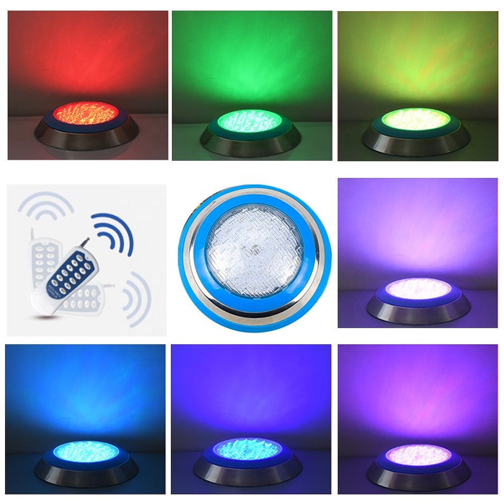 Hot Selli12v Full Color Par56 RGB 18W Underwater Light ABS IP68 Outdoor Fountain Wall Mounted Waterproof Led Swimming Pool Light