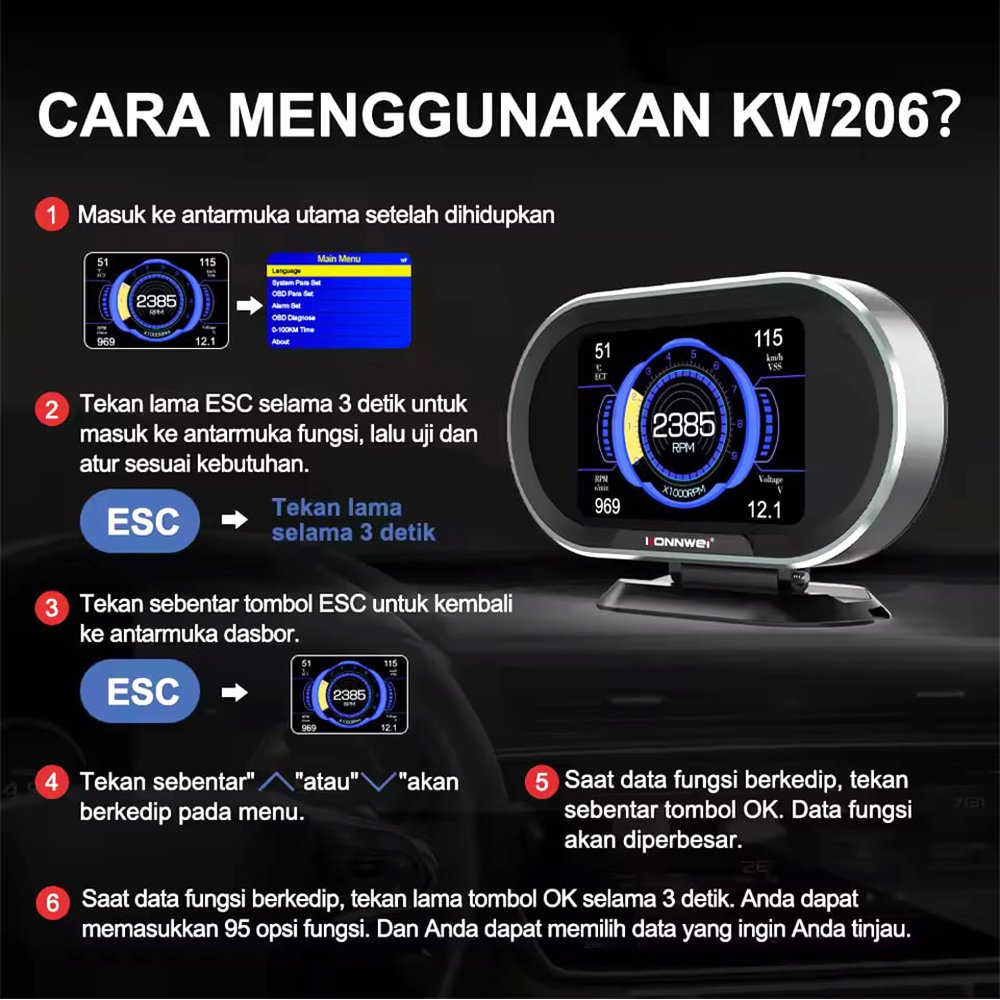 Carplay Hud Display OBD 2 HUD Head up Display Digital Car Computer Auto ECU Gauge Speed Meter Electronic Monitor Diagnosis Tool
