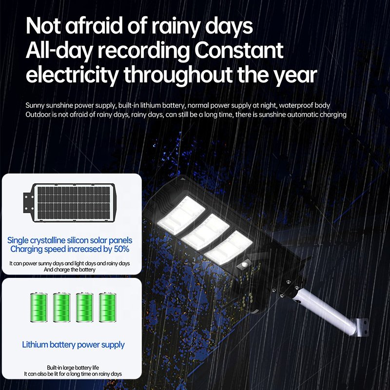 Omsen Hot Selling 3 Videos 450W Solar Street Lamp Security Light With Integrated Cctv Camera 4G Wifi Eseecloud