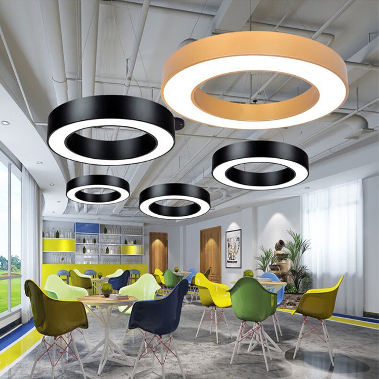 Commercial Round Ring Pendant Lamp SMD2835 LED Ceiling Lights Aluminum Profile Circular Hanging Light for Playground Lighting