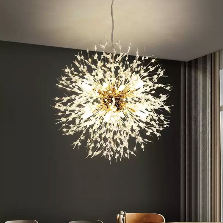 Nordic Crystal Dandelion Chandelier Lighting Kitchen Dining Room Suspension Pendant Light