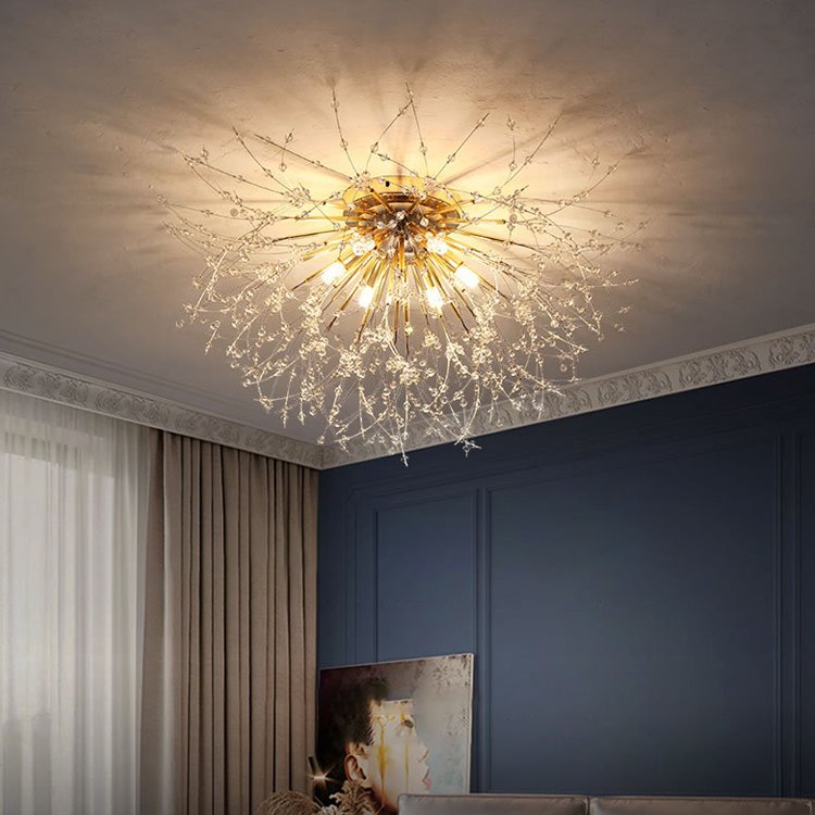 Nordic Crystal Dandelion Chandelier Lighting Kitchen Dining Room Suspension Pendant Light