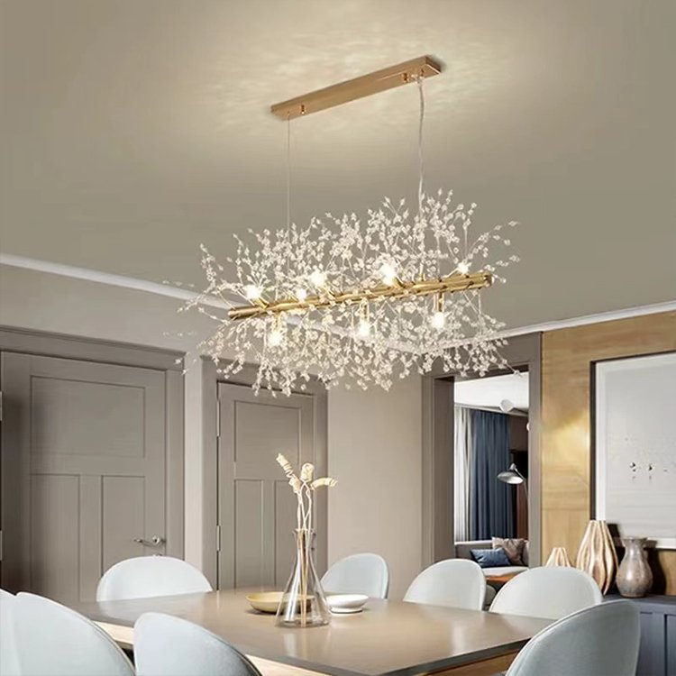 Nordic Crystal Dandelion Chandelier Lighting Kitchen Dining Room Suspension Pendant Light