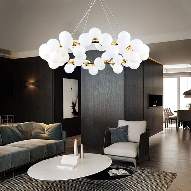 Kitchen Island Rectangle Gold Glass Pendant Light Home Decor Bubble Style Nordic Modern Luxury Chandelier