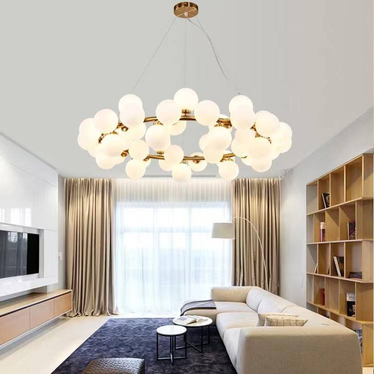 Kitchen Island Rectangle Gold Glass Pendant Light Home Decor Bubble Style Nordic Modern Luxury Chandelier