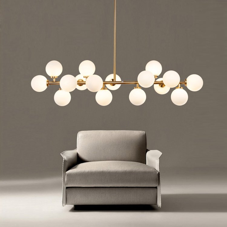 Kitchen Island Rectangle Gold Glass Pendant Light Home Decor Bubble Style Nordic Modern Luxury Chandelier