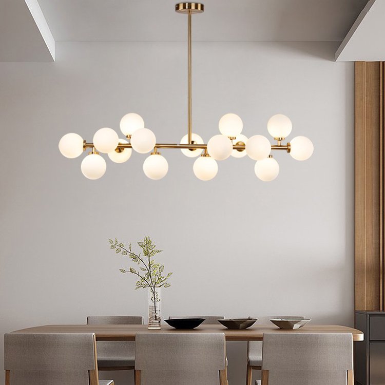 Kitchen Island Rectangle Gold Glass Pendant Light Home Decor Bubble Style Nordic Modern Luxury Chandelier