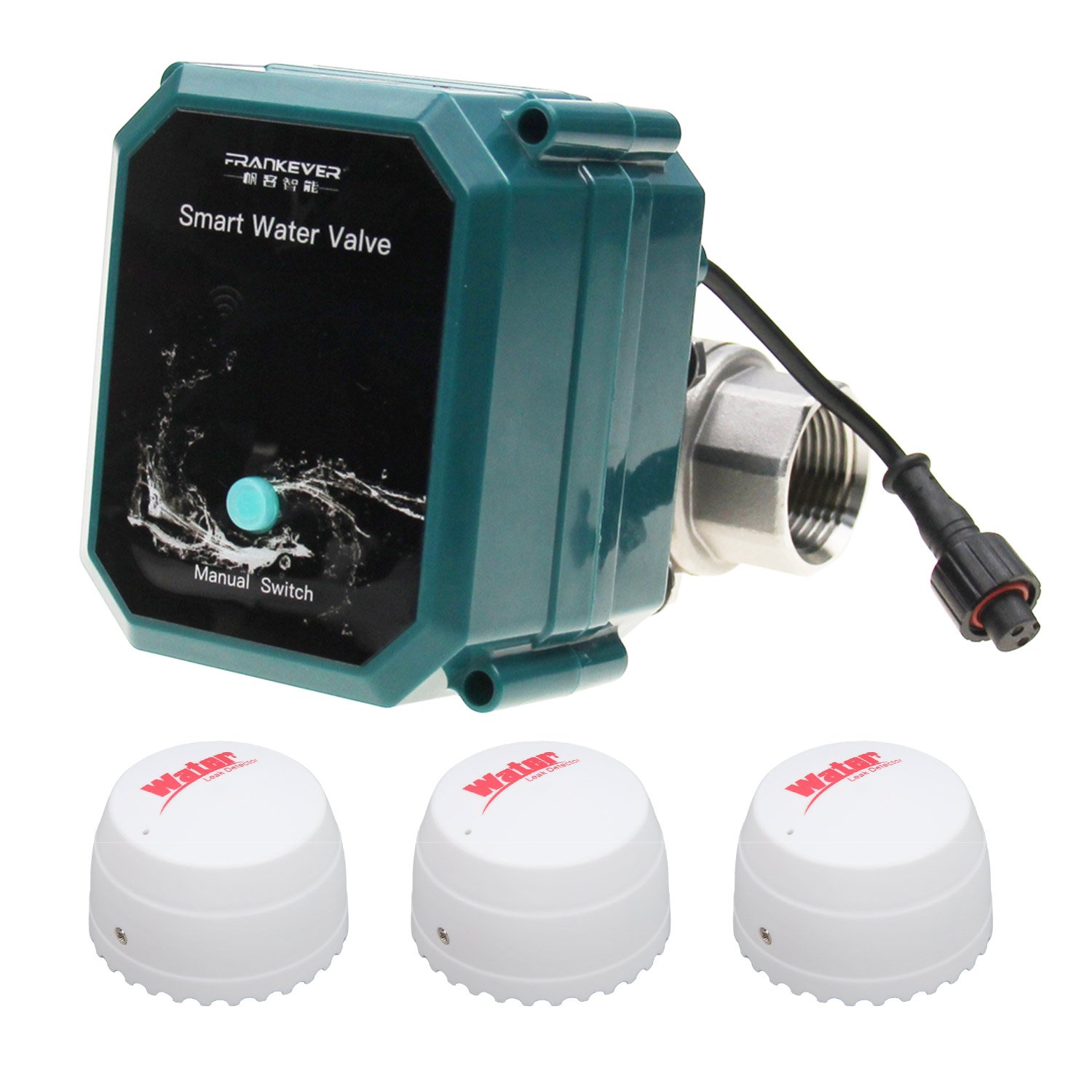 WIFI Tuya Valve SS304 Stainless Steel Auto Shut Off Faucet DN20 (3/4 Inch) Water Leakage Alarm System With 3pc WiFi Water Sensor