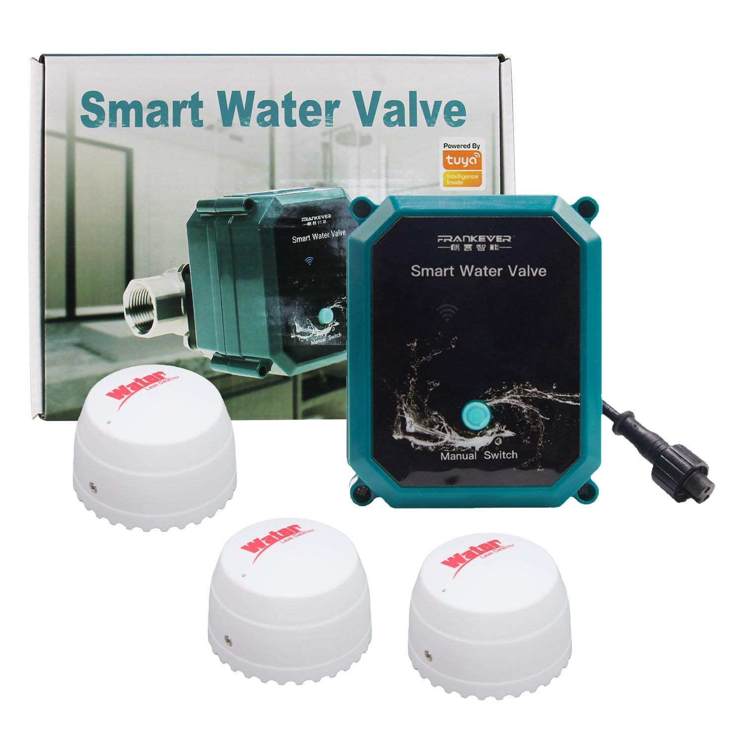 WIFI Tuya Valve SS304 Stainless Steel Auto Shut Off Faucet DN20 (3/4 Inch) Water Leakage Alarm System With 3pc WiFi Water Sensor