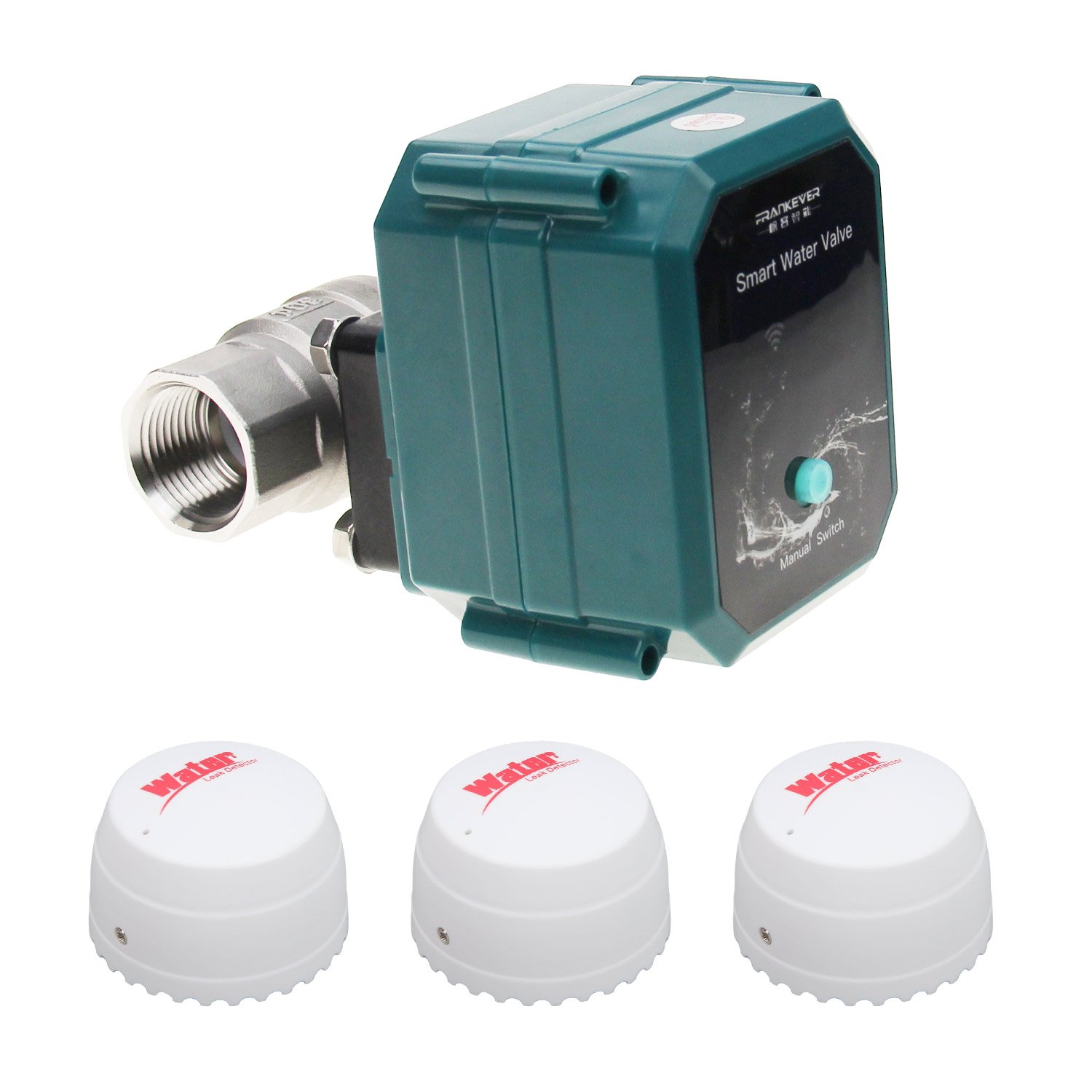 WIFI Tuya Valve SS304 Stainless Steel Auto Shut Off Faucet DN20 (3/4 Inch) Water Leakage Alarm System With 3pc WiFi Water Sensor