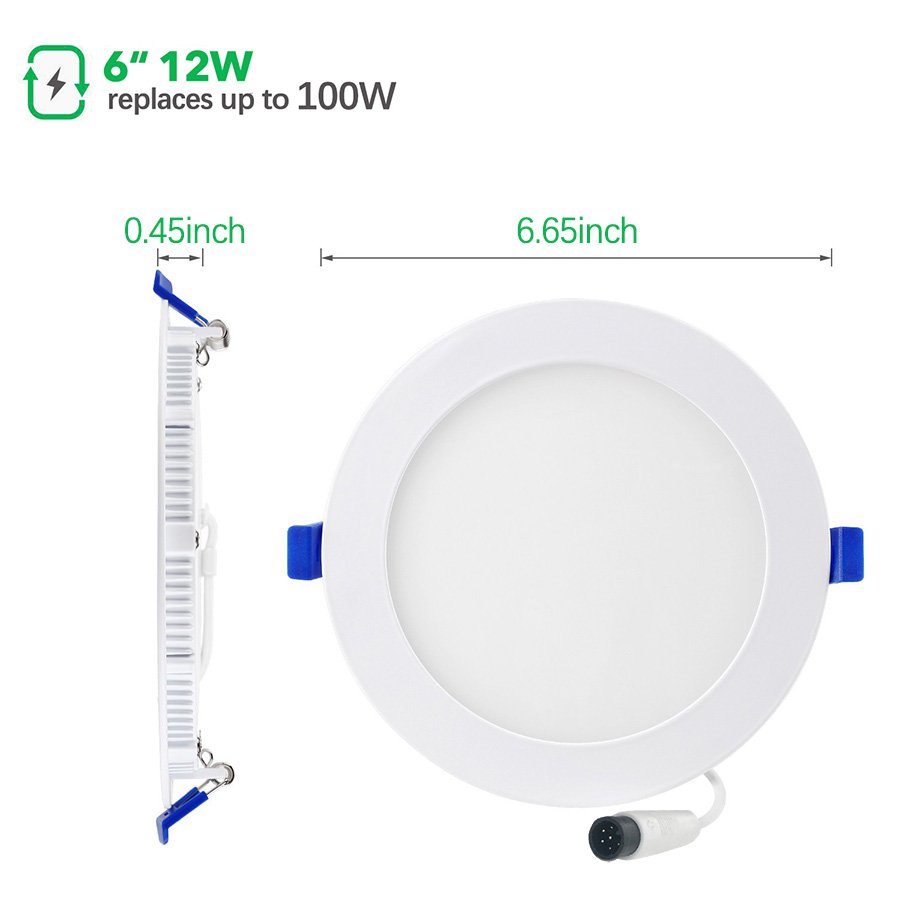 Factory Price 6Inch ETL Dimmable Cct Led Recessed Wafer Adjust Down Lights Design Spot Light Panel Pot Lights Downlight