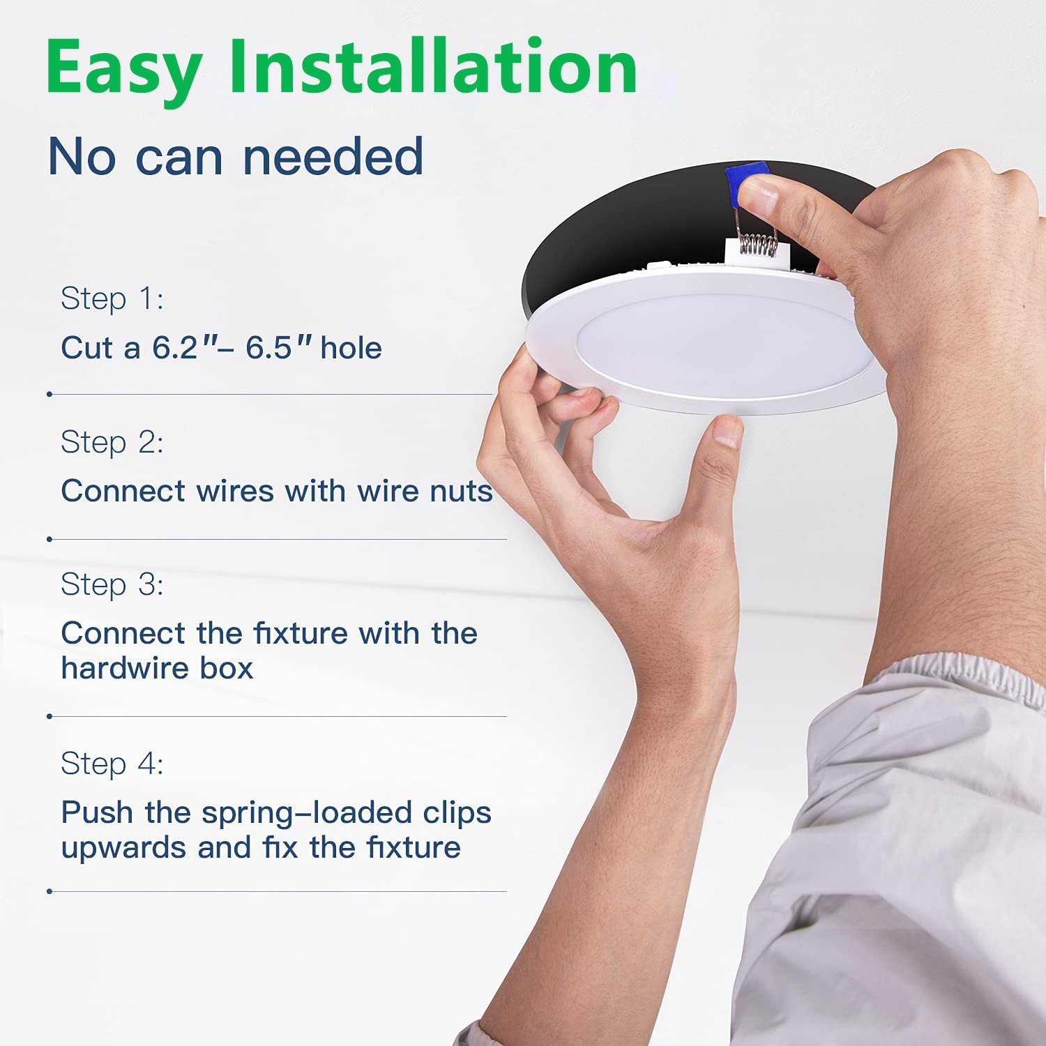 Factory Price 6Inch ETL Dimmable Cct Led Recessed Wafer Adjust Down Lights Design Spot Light Panel Pot Lights Downlight