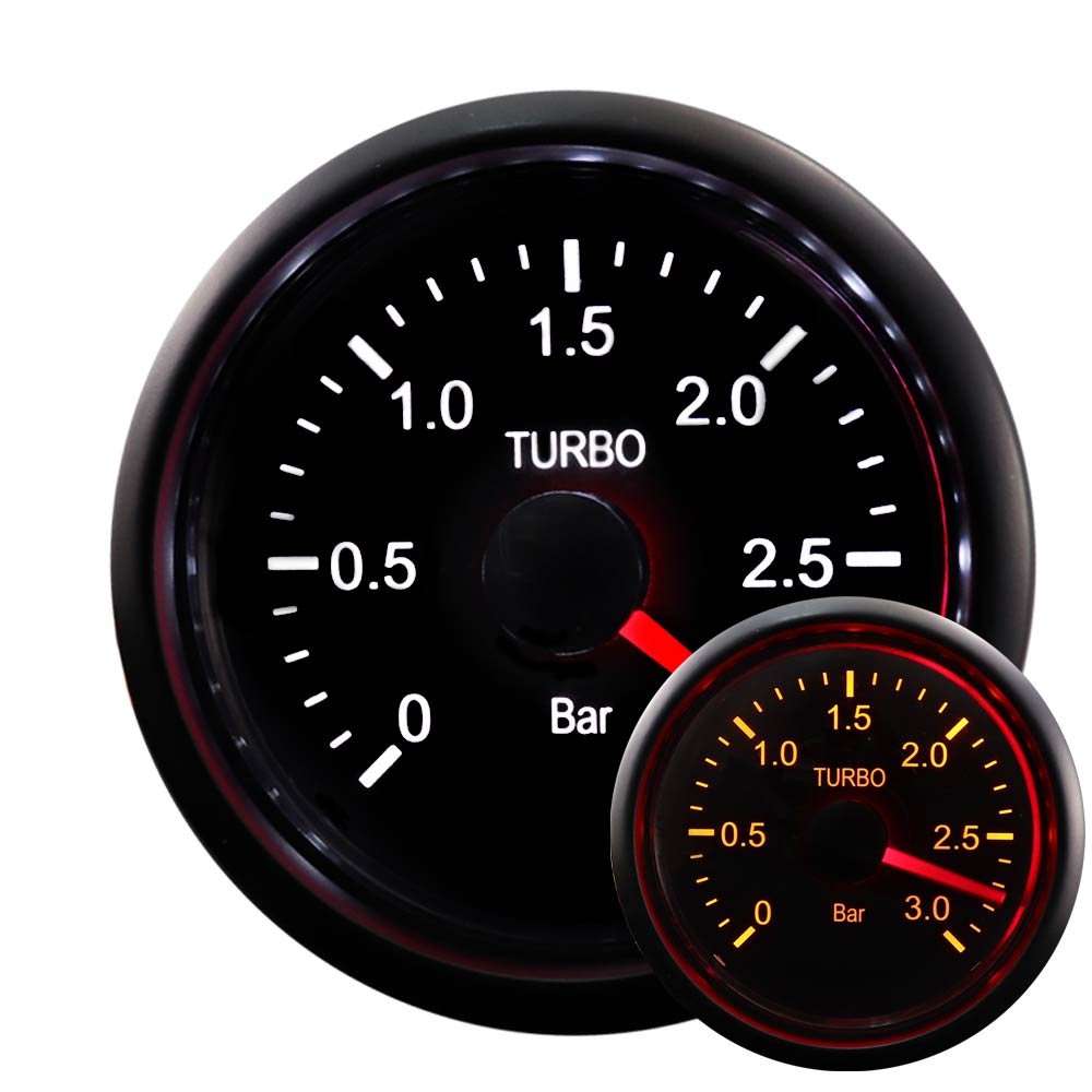 52mm Waterproof White and Amber LED Display Electrical Boost Gauge for Diesel Automobiles Truck 12V Cars Series