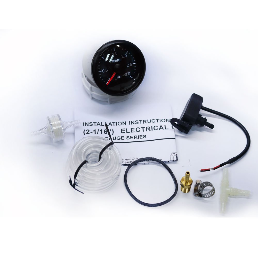 52mm Waterproof White and Amber LED Display Electrical Boost Gauge for Diesel Automobiles Truck 12V Cars Series