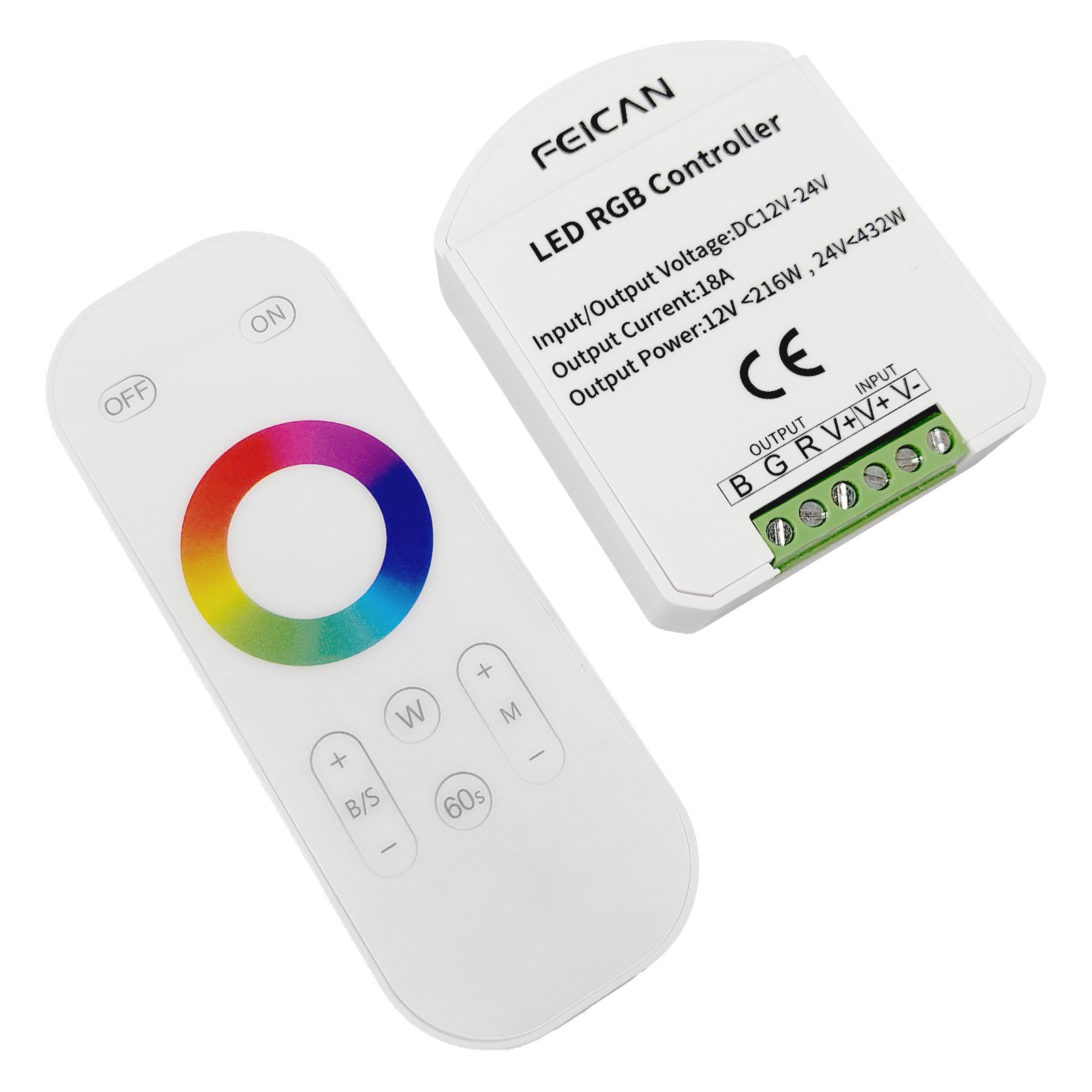 Feican FC-050 RF LED RGB Controller With Touch Remote 8 Keys DC12v 24v RGB RF LED Controller