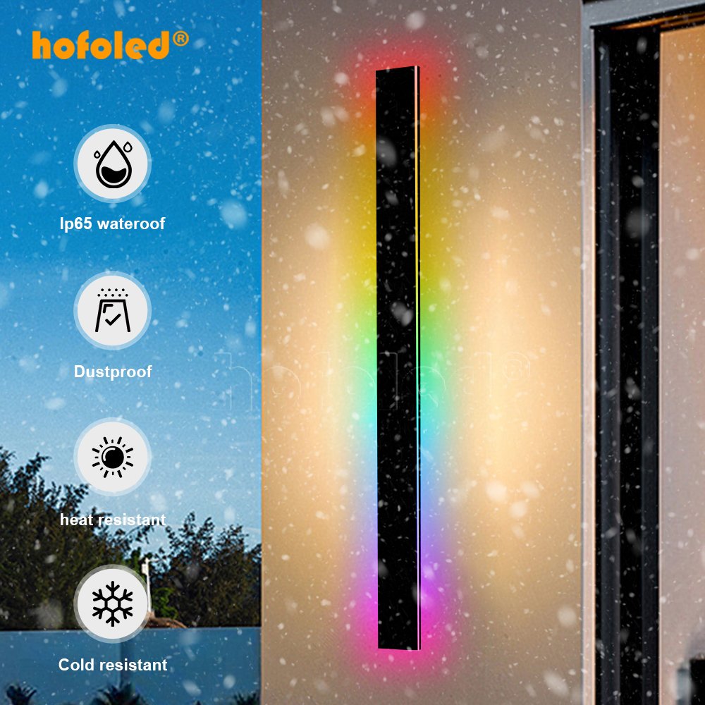 Hofoled Outside Waterproof Strip Linear Light Highlight Luxury Garden Outdoor Sconce RGB Long Wall Lights Wall Mount Lighting