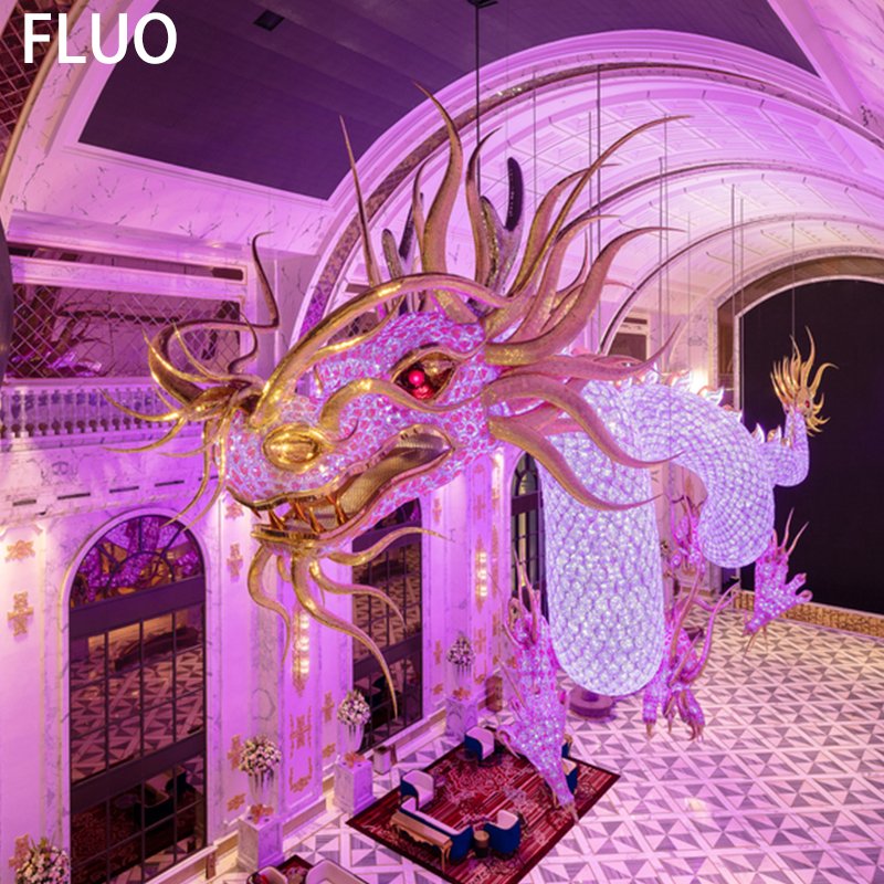 Customized Foyer Large Commercial Chandeliers Dragon Chandelier Lamp