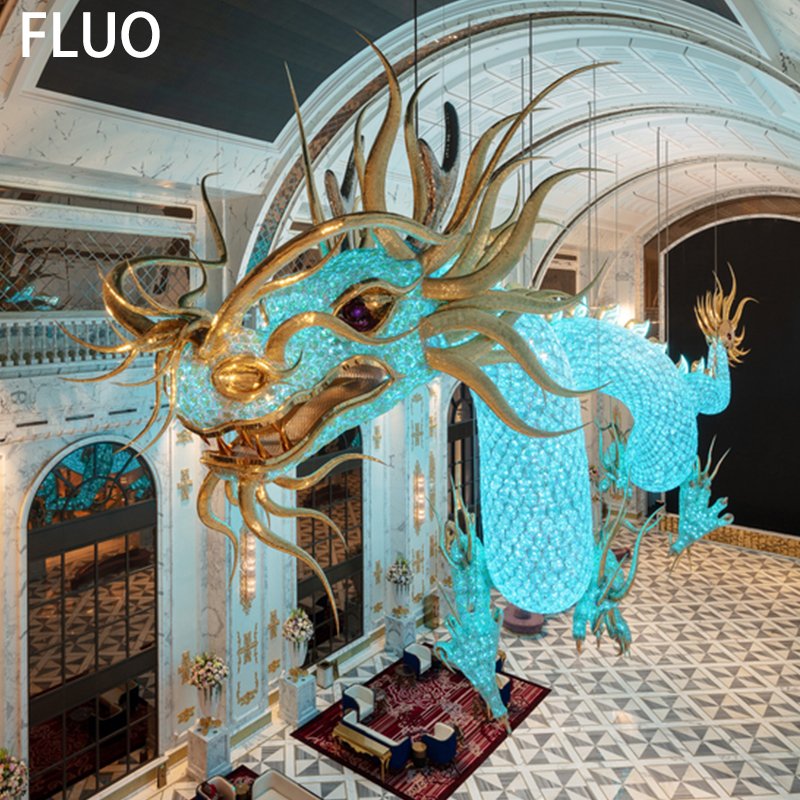 Customized Foyer Large Commercial Chandeliers Dragon Chandelier Lamp