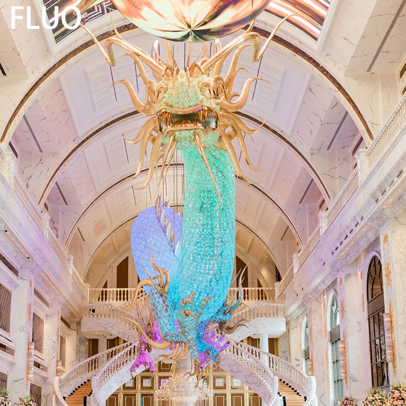 Customized Foyer Large Commercial Chandeliers Dragon Chandelier Lamp