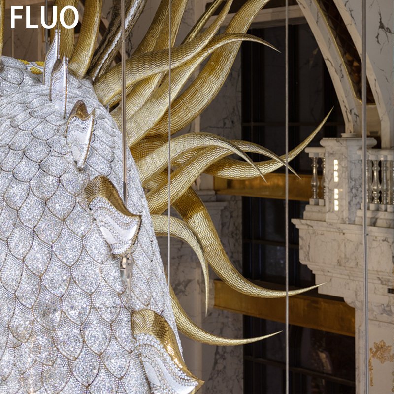 Customized Foyer Large Commercial Chandeliers Dragon Chandelier Lamp