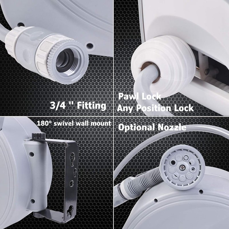 50 Feet Auto Self Retractable Water Hose Reel PVC Tube Reel Car Yard Wash Garden 15 Meter Water Hose Auto Return Hose Pipe Reel