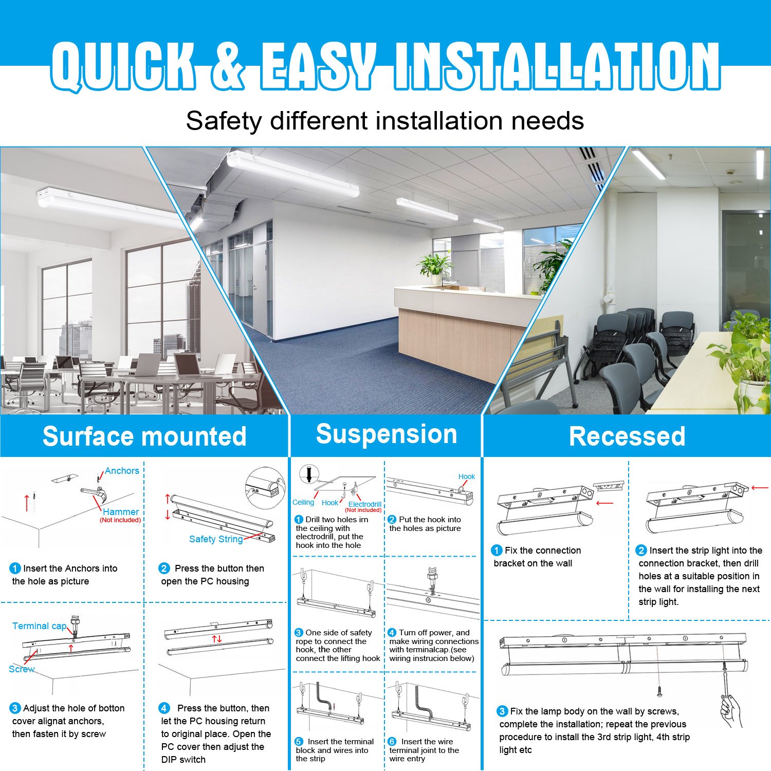 LED Batten Lighting Led Tube 30w/35w/40w 60w/70w/80w 4ft/8ft Led Lamp Linear Strip Light