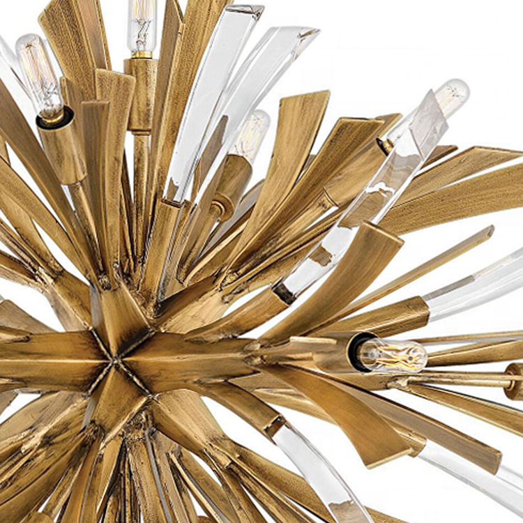 Custom Modern Design Luxury Unique Villa Living Room Decorative Line Burnished Gold Crystal Creative Pendant Lighting
