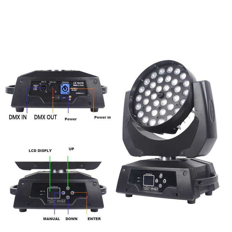 High Quality 36x10W 4in1 Zoom LED Moving Head Stage Lights RGBW Wash Light for DJ