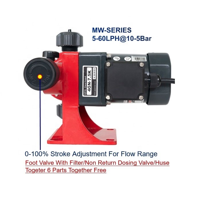 HEPHIS 5-180LPH 5-10Bar Nitric Acid PTFE Diaphragm Metering Auto Dosing Pump for Acid and Highly Corrosive Chemicals Fluid