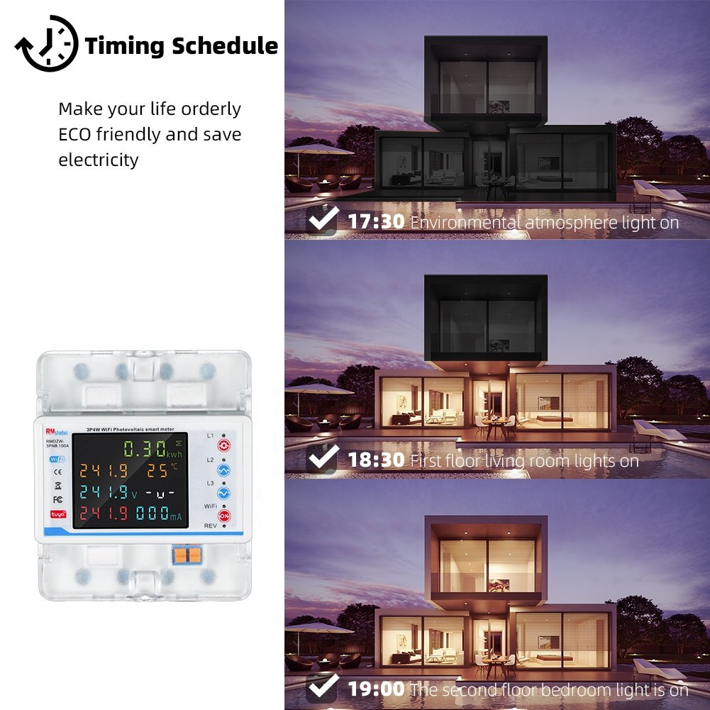 RMshebei Smart Life Circuit Breaker Energy Monitoring 100A Tuya WiFi 3Phase Meter with BiDirectional Auto Reclosing Relay