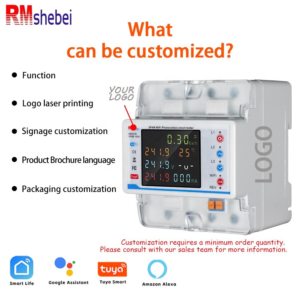 RMshebei Smart Life Circuit Breaker Energy Monitoring 100A Tuya WiFi 3Phase Meter with BiDirectional Auto Reclosing Relay