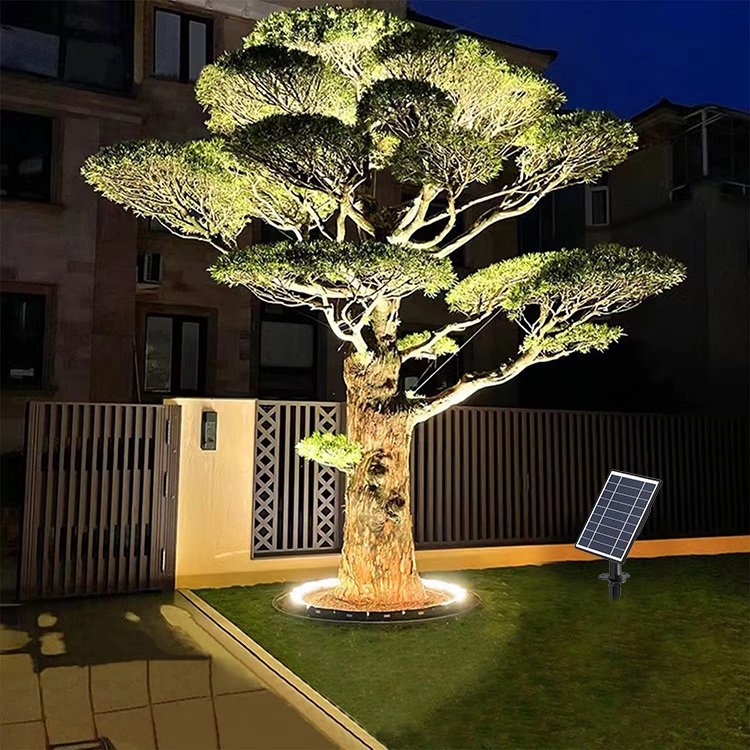 20W Linkable Solar Hug Tree Light Outdoor Ip65 Waterproof Dawn to Dusk Garden Landscape LED Spot Light Ring Palm Tree Lamp