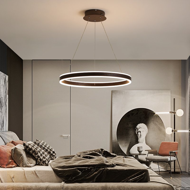 Gold Black Led Chandeliers Ceiling Light Hotel Bedroom Gold Acrylic Round Pendant Lamp Modern Chandelier Luxury Pendant Light