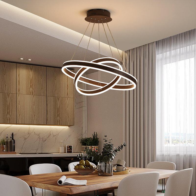 Gold Black Led Chandeliers Ceiling Light Hotel Bedroom Gold Acrylic Round Pendant Lamp Modern Chandelier Luxury Pendant Light