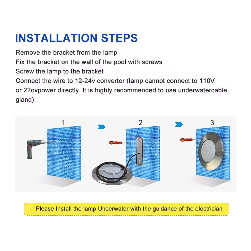 Jiadengcai Pool Lights 12keys Controller Piscina Swimming Pool Light 12V Stainless Swimming Led Rgb Pool Light