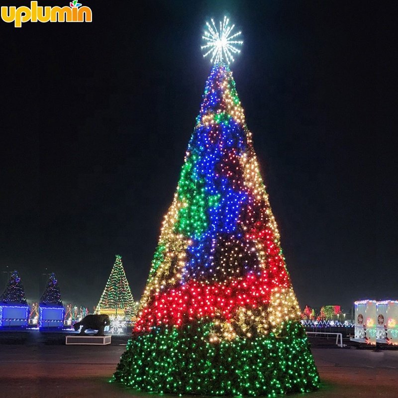 Uplumin 3D Outdoor Giant New Year Christmas Tree DMX Animated Led Programmable Motif Light