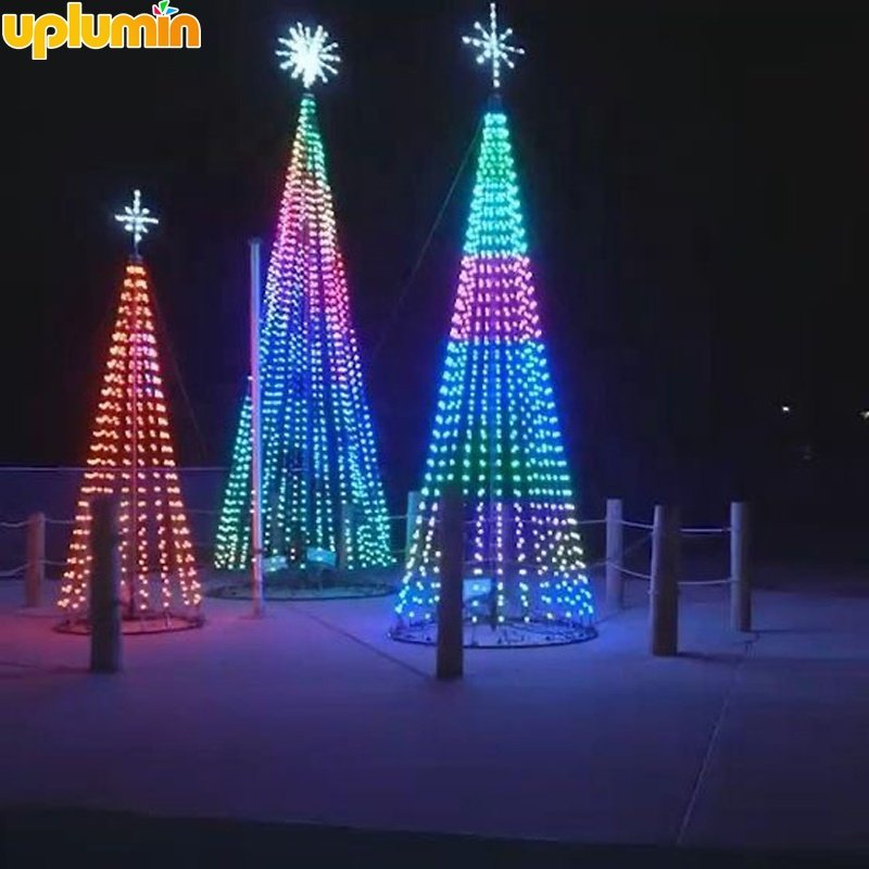 Uplumin 3D Outdoor Giant New Year Christmas Tree DMX Animated Led Programmable Motif Light