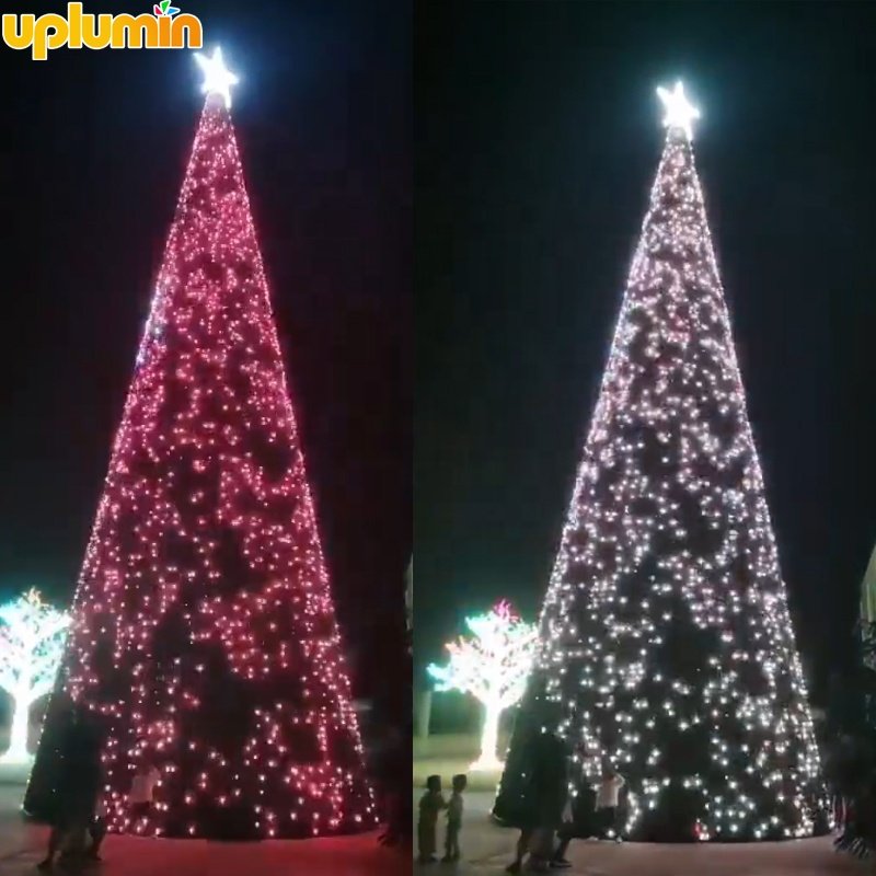 Uplumin 3D Outdoor Giant New Year Christmas Tree DMX Animated Led Programmable Motif Light