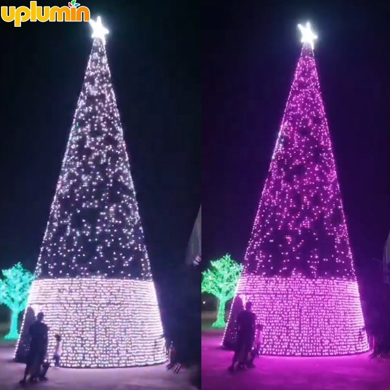 Uplumin 3D Outdoor Giant New Year Christmas Tree DMX Animated Led Programmable Motif Light