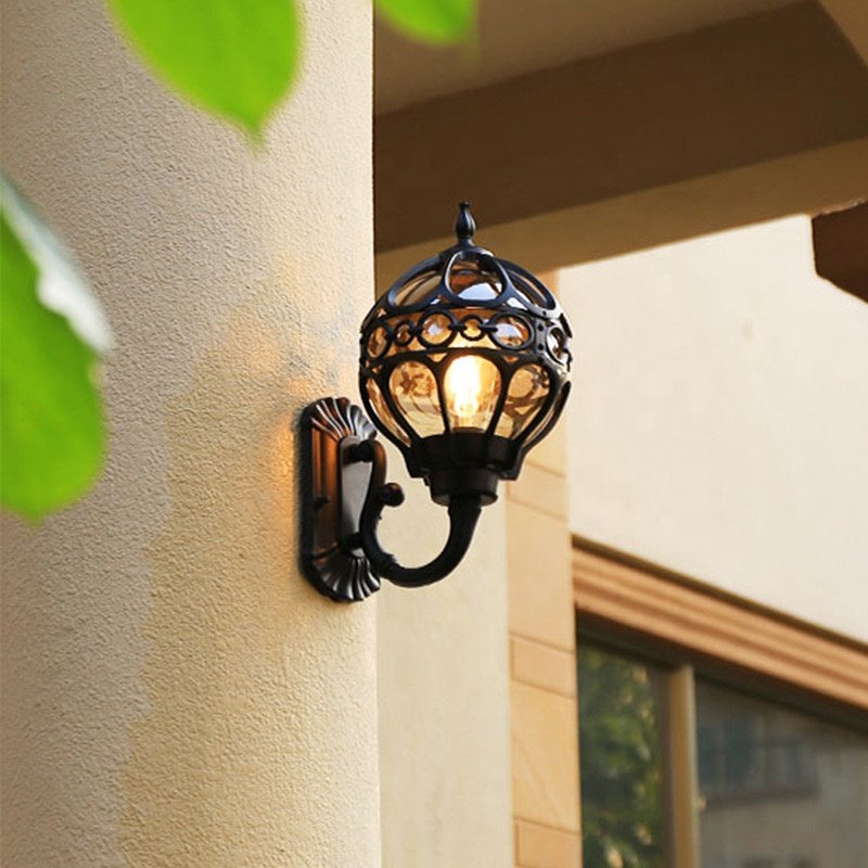 Bronze American Sphericity Lighting Corridor Wall Lamp European Style Cast Iron Retro Wall Mount Lantern Outdoor Sconce Lights