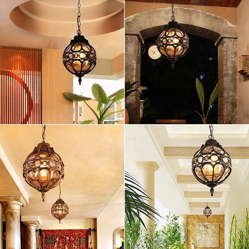 Bronze American Sphericity Lighting Corridor Wall Lamp European Style Cast Iron Retro Wall Mount Lantern Outdoor Sconce Lights
