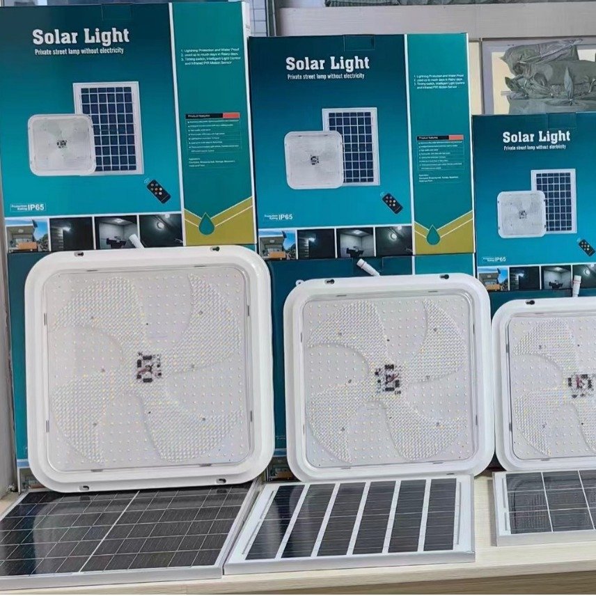Hot Sale Balcony Indoor Waterproof Ip65 Solar Ceiling Lamp 100W 200W 300W Modern Square Led Solar Ceiling Light